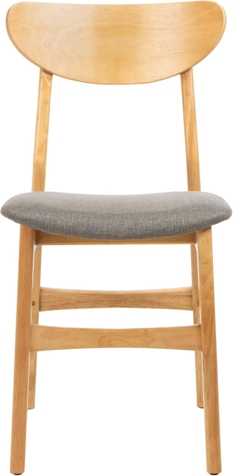 Dining Chair Set Of 2 With Grey Cushions And Natural Wood