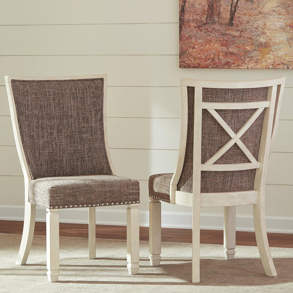 Bolanburg Modern Farmhouse Upholstered Dining Chairs Brown