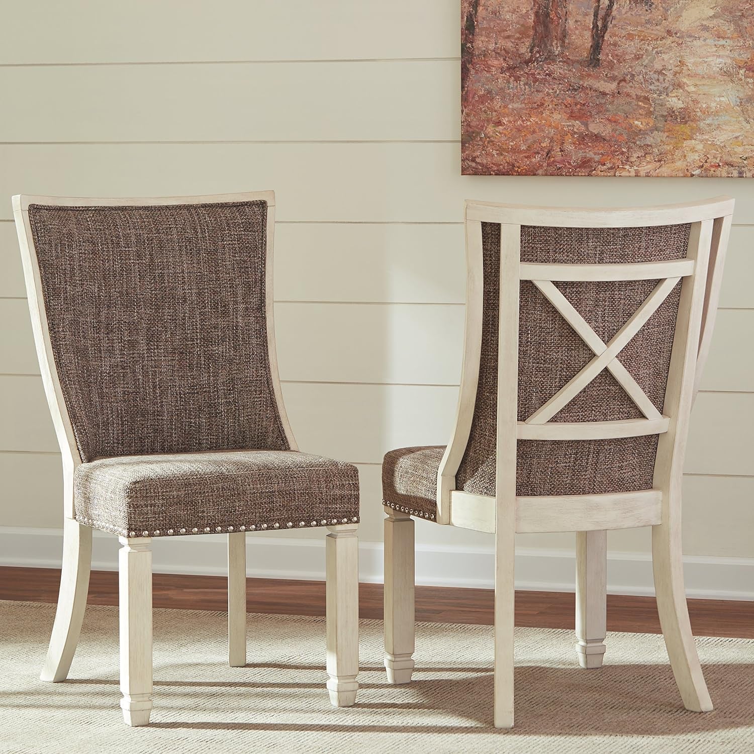 Bolanburg Modern Farmhouse Upholstered Dining Chairs Brown