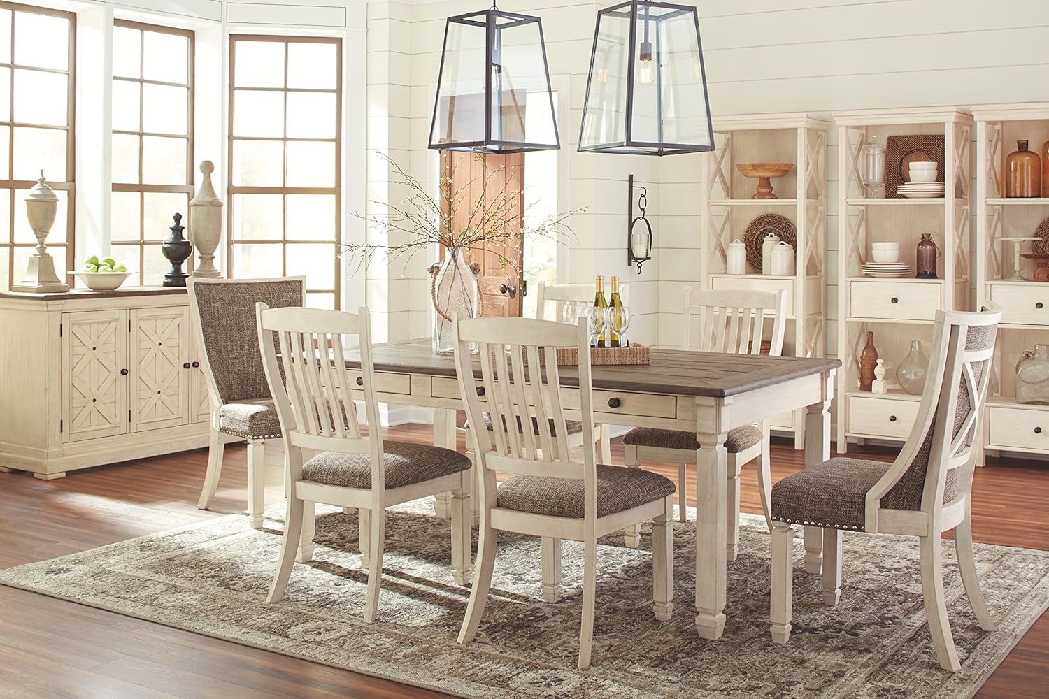 Bolanburg Modern Farmhouse Upholstered Dining Chairs Brown