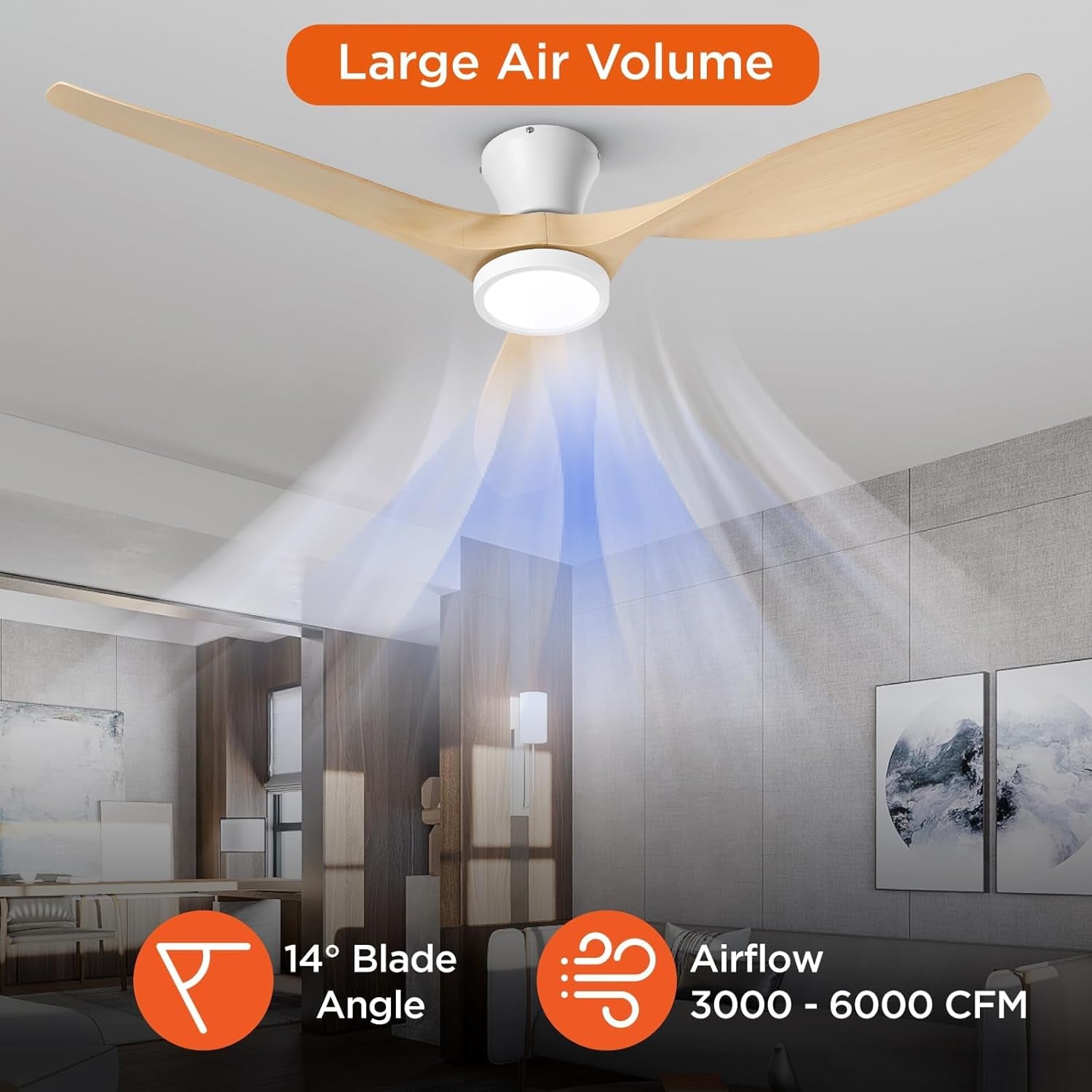 52 Inch Ceiling Fan With Light And Remote Low Profile