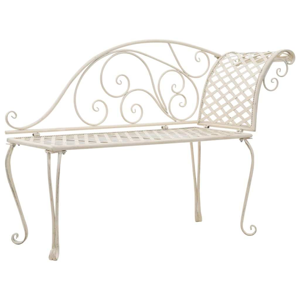 vidaXL Patio Chaise Lounge Outdoor Garden Bench with Backrest Steel Antique