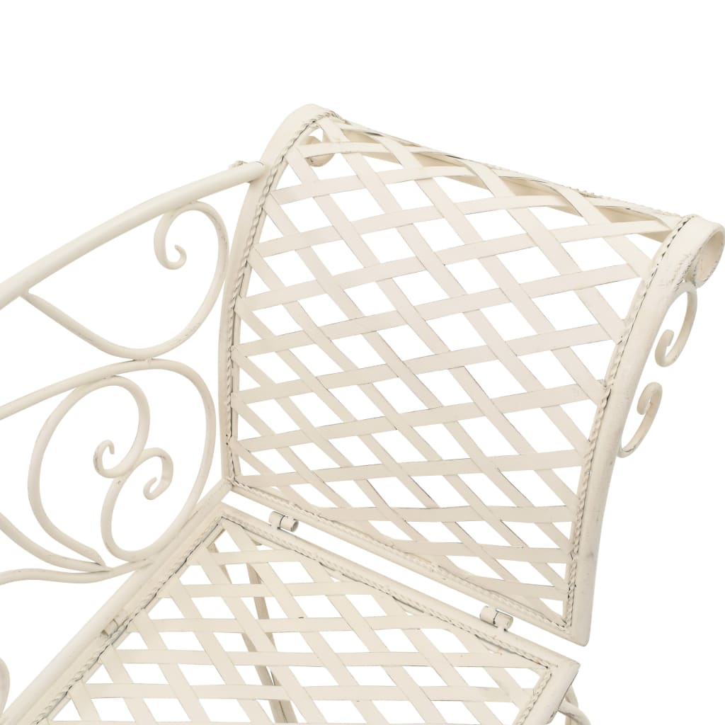 vidaXL Patio Chaise Lounge Outdoor Garden Bench with Backrest Steel Antique