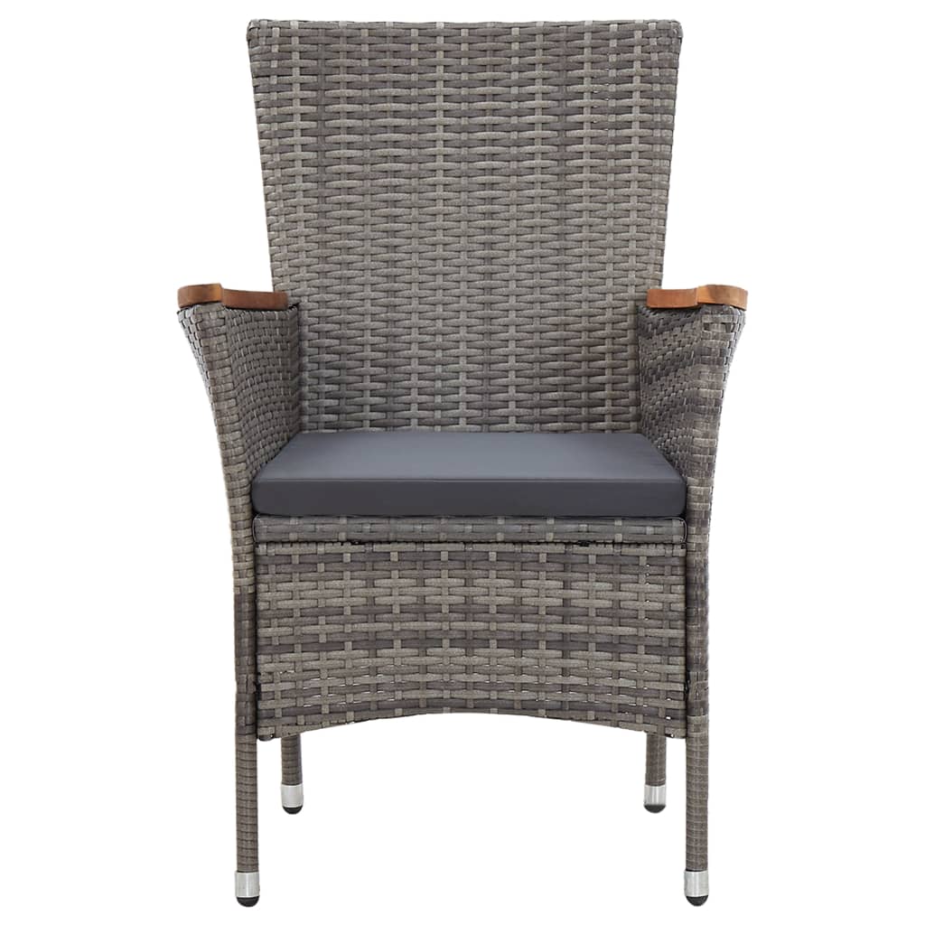 vidaXL Solid Acacia Wood Outdoor Dining Set 7/9 Piece Poly Rattan Gray Dinner