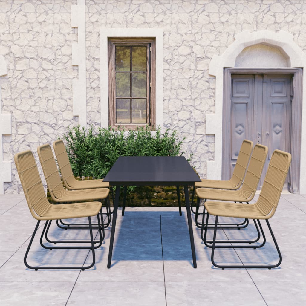 vidaXL Patio Dining Set Seat Black/Oak and Black 3/5/7/9 Piece Multi Sizes