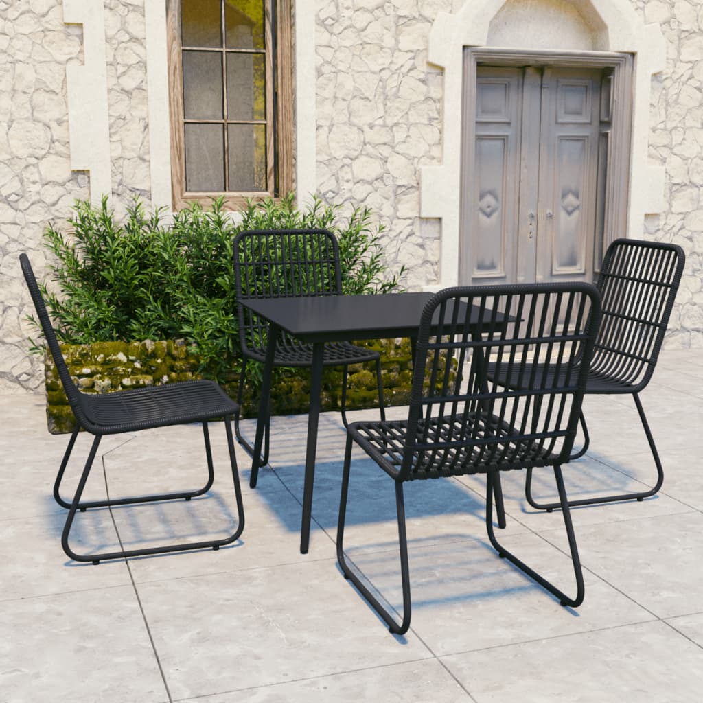 vidaXL Patio Dining Set Seat Black/Oak and Black 3/5/7/9 Piece Multi Sizes
