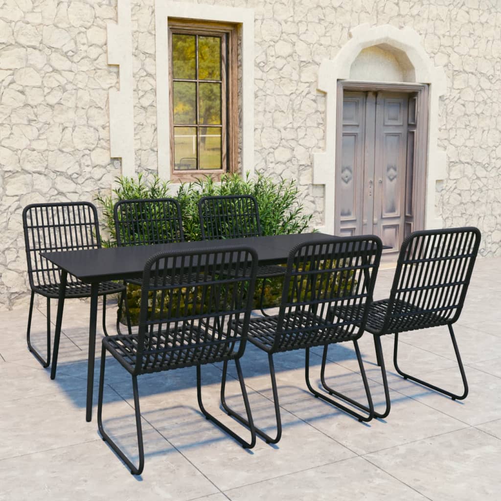 vidaXL Patio Dining Set Seat Black/Oak and Black 3/5/7/9 Piece Multi Sizes