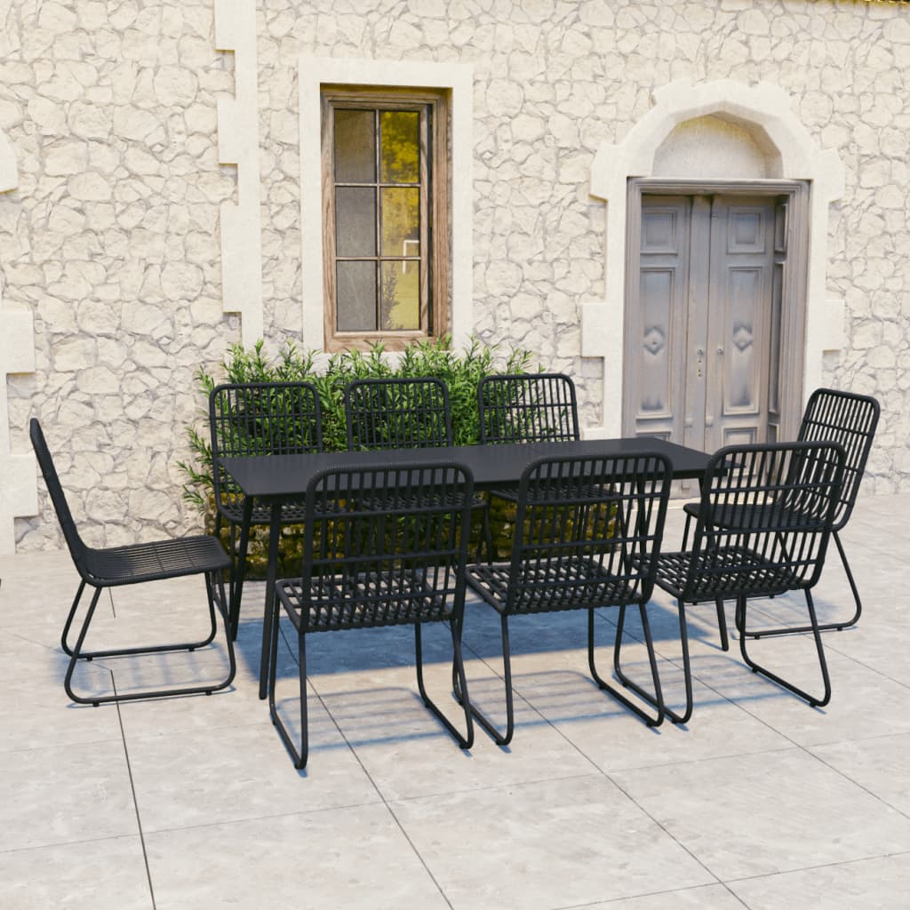 vidaXL Patio Dining Set Seat Black/Oak and Black 3/5/7/9 Piece Multi Sizes