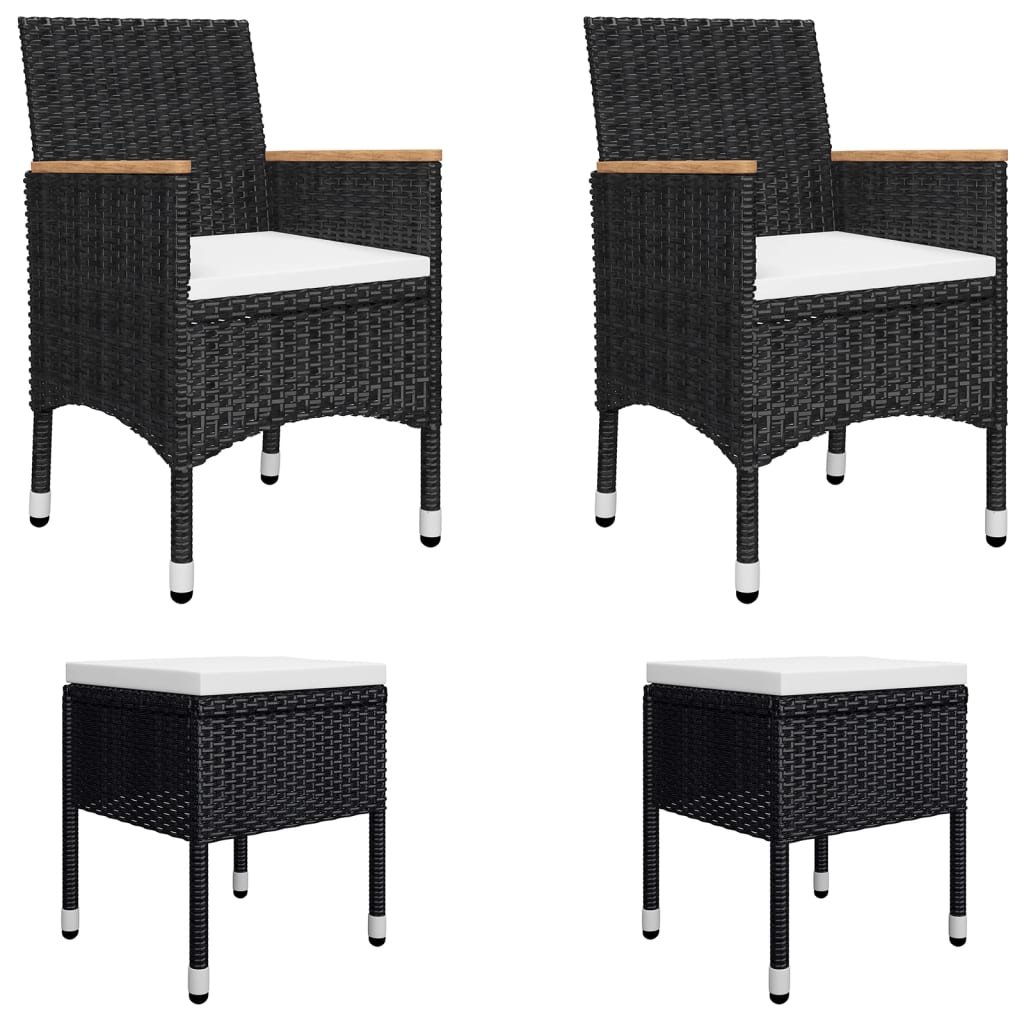 vidaXL 5 Piece Patio Dining Set Black