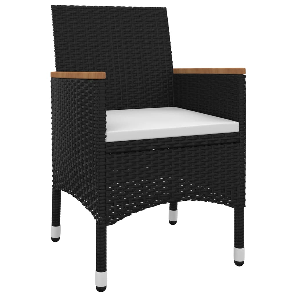 vidaXL Patio Dining Set 5 Piece Black and White/Gray 31.5"/55.1" Table Length