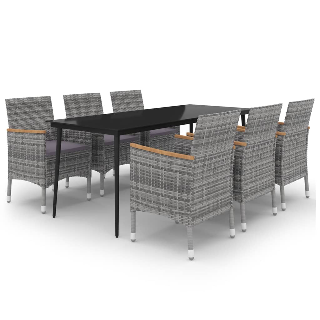 vidaXL Patio Dining Set 5 Piece Black and White/Gray 31.5"/55.1" Table Length