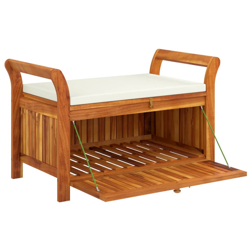 vidaXL Outdoor Storage Bench Patio Deck Box with Cushion Solid Wood Acacia