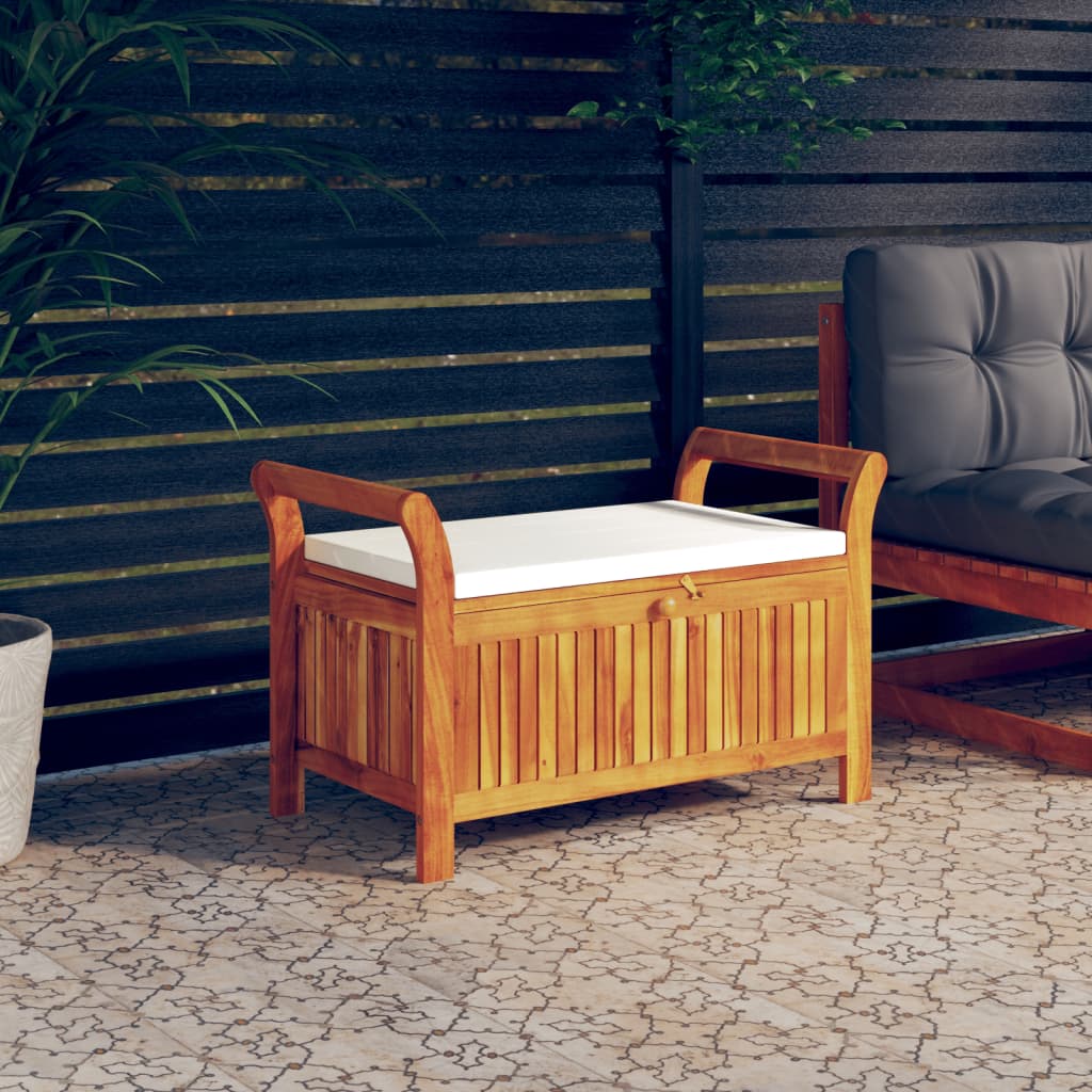 vidaXL Outdoor Storage Bench Patio Deck Box with Cushion Solid Wood Acacia