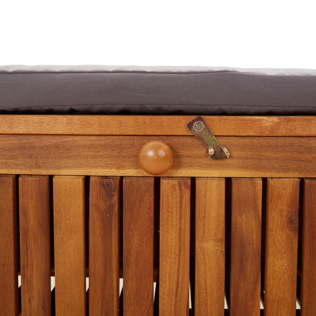 vidaXL Outdoor Storage Bench Patio Deck Box with Cushion Solid Wood Acacia