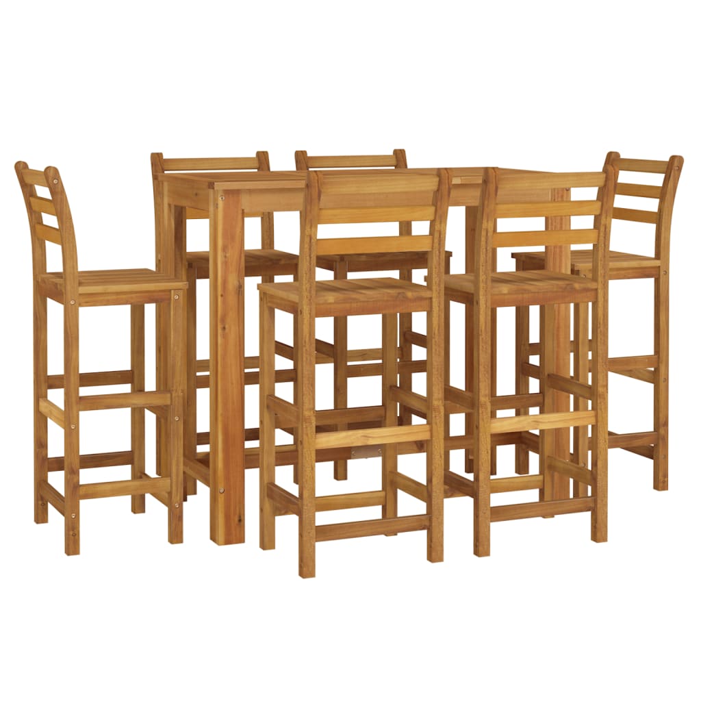 vidaXL 7 Piece Patio Bar Set Solid Wood Acacia