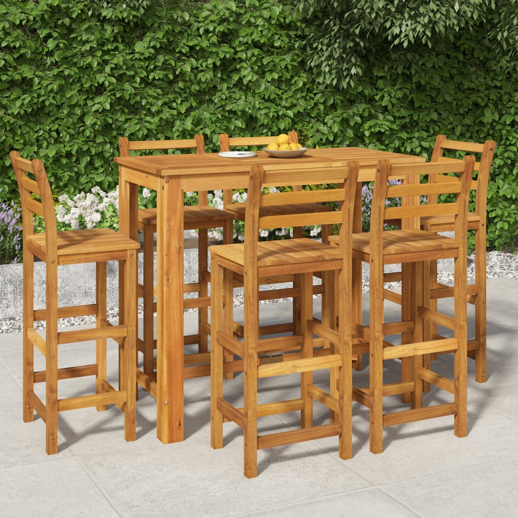 vidaXL 7 Piece Patio Bar Set Solid Wood Acacia