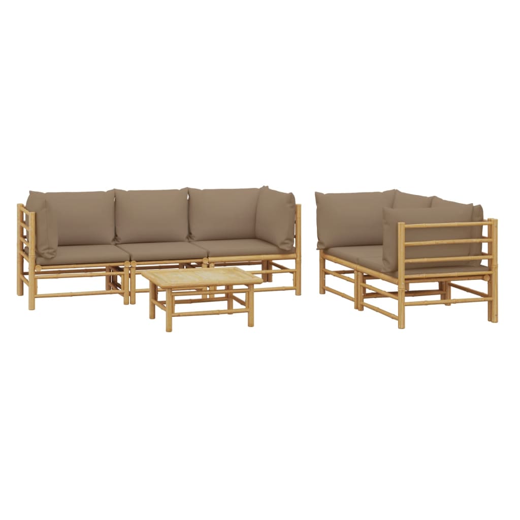 vidaXL 6 Piece Patio Lounge Set with Taupe Cushions Bamboo