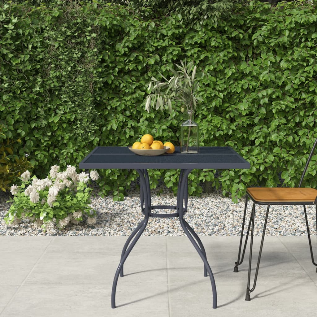 vidaXL Patio Table Outdoor Bistro Table with Metal Frame Anthracite Steel Mesh
