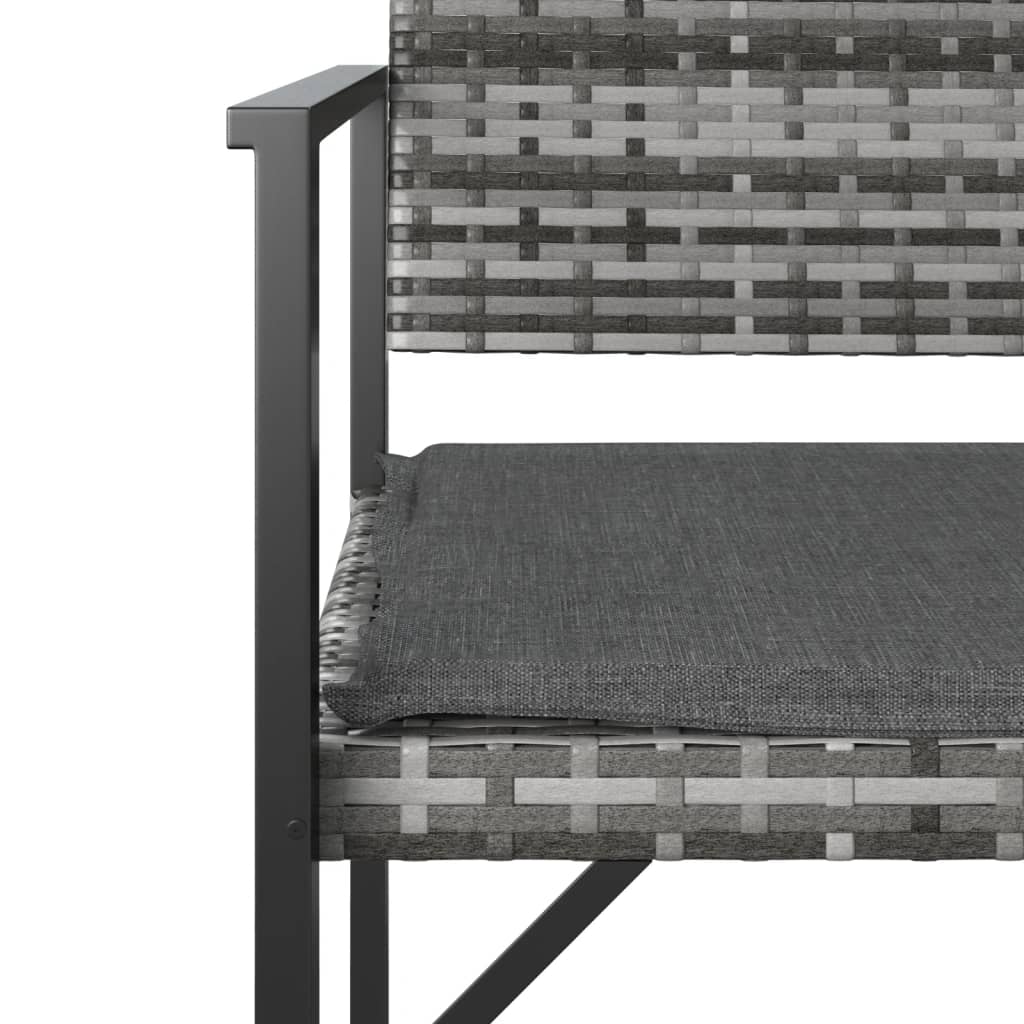 vidaXL 2-Seater Patio Bench with Cushion Gray Poly Rattan