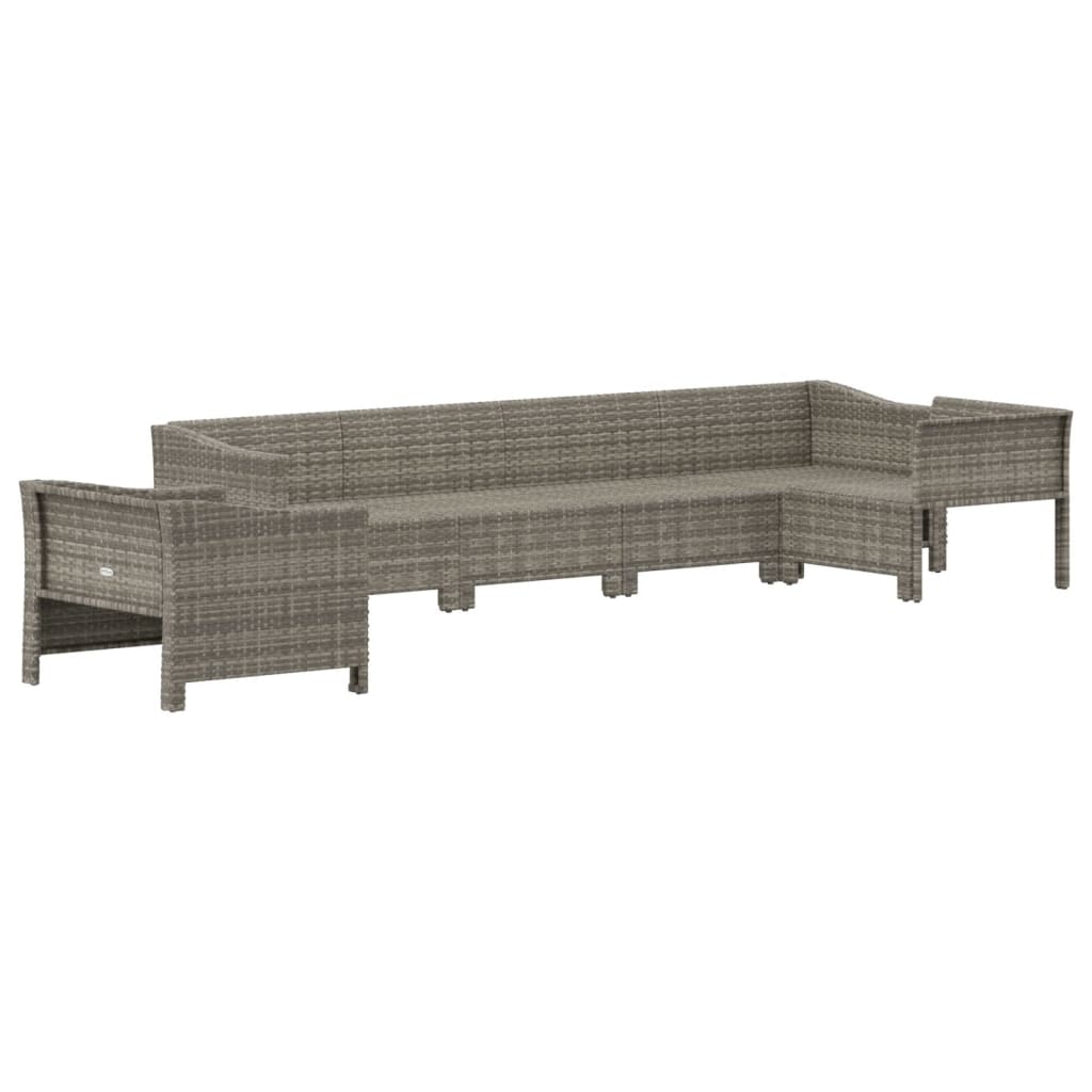 vidaXL 6 Piece Patio Lounge Set with Cushions Gray Poly Rattan