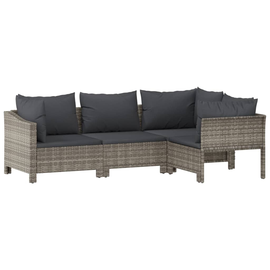 vidaXL 6 Piece Patio Lounge Set with Cushions Gray Poly Rattan