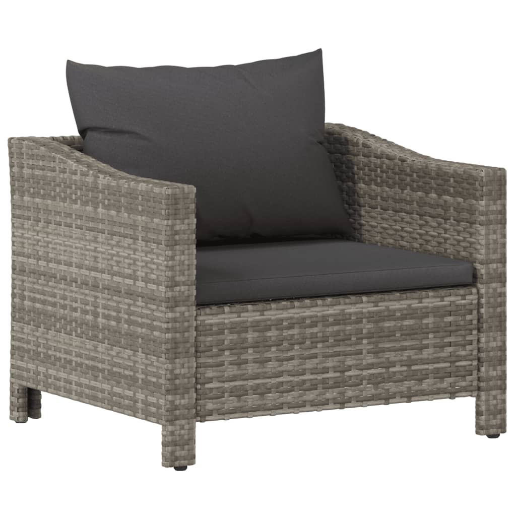 vidaXL 6 Piece Patio Lounge Set with Cushions Gray Poly Rattan