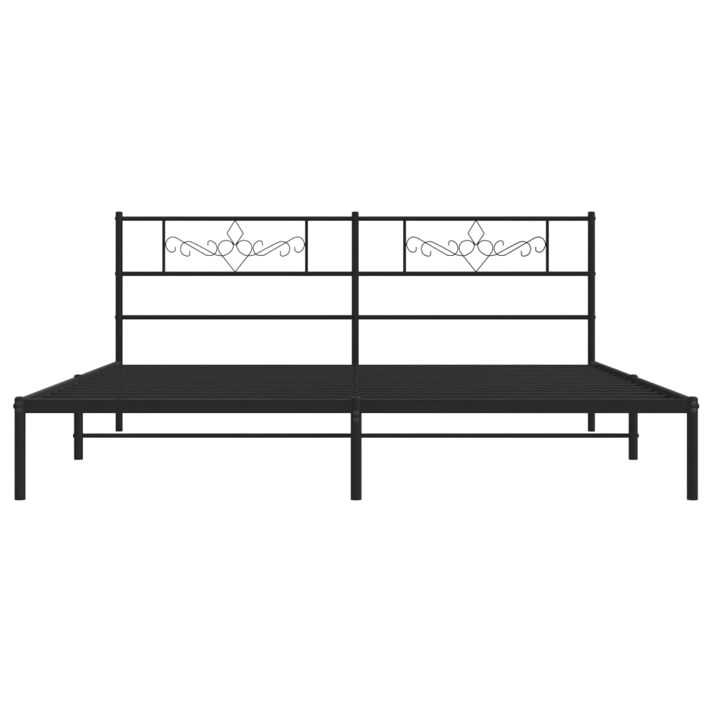 vidaXL Metal Bed Frame with Headboard Black 76"x79.9" King