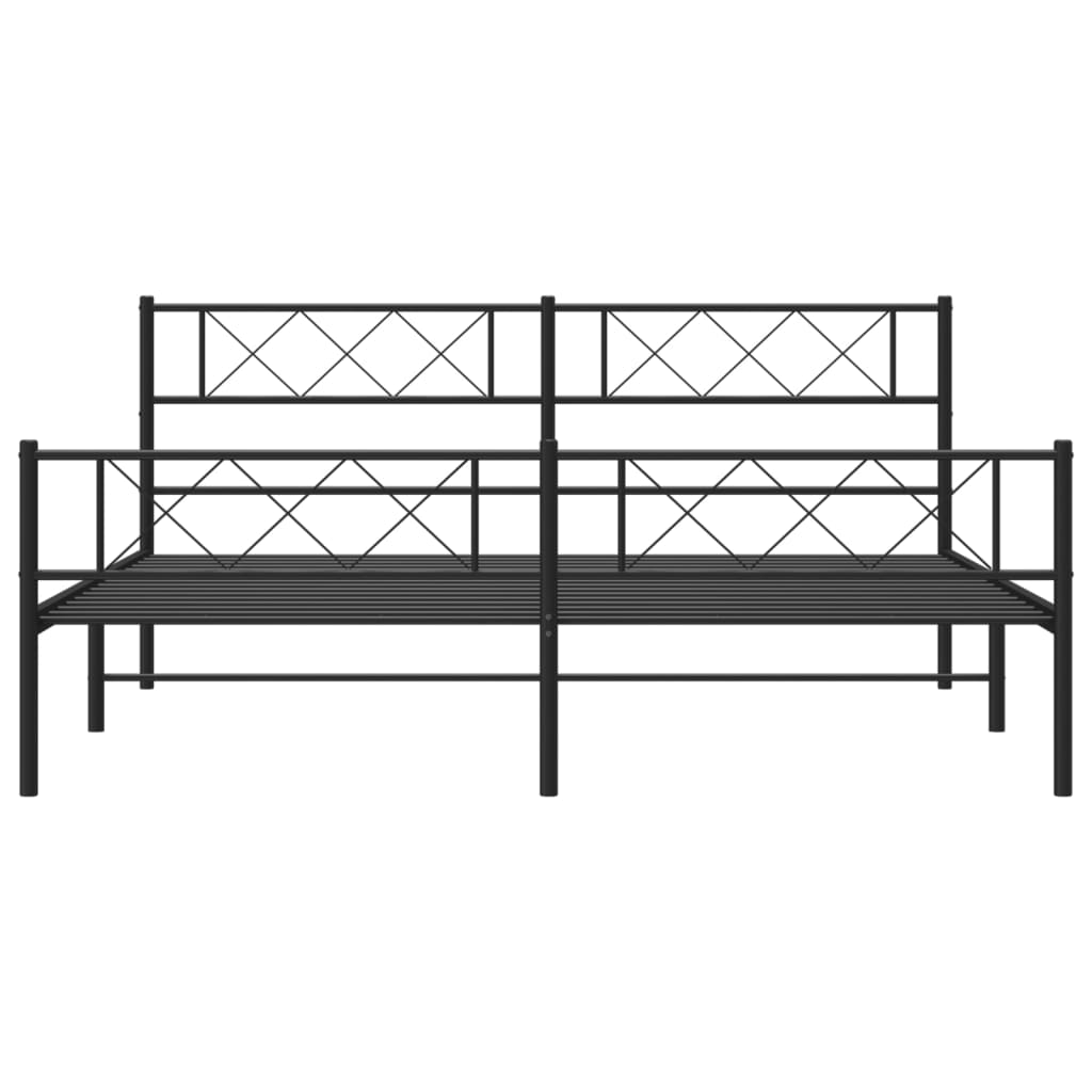 vidaXL Metal Bed Frame with Headboard and Footboard Black 76"x79.9" King