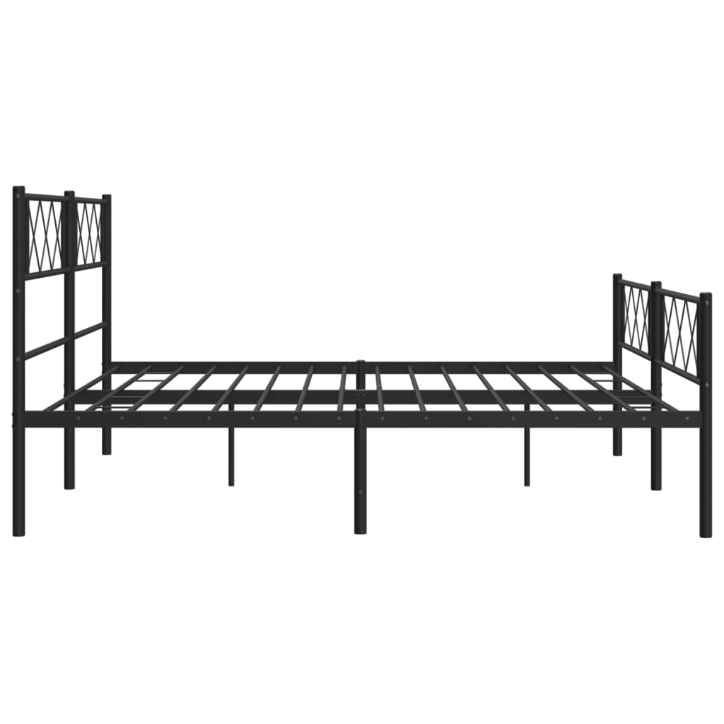 vidaXL Metal Bed Frame with Headboard and Footboard Black 76"x79.9" King