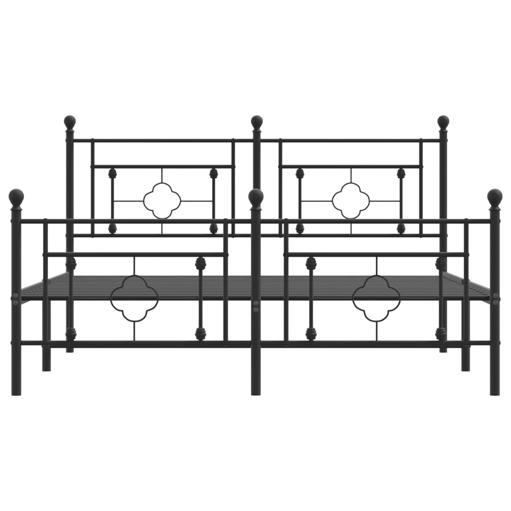 vidaXL Metal Bed Frame with Headboard and Footboard Black 59.1"x78.7"