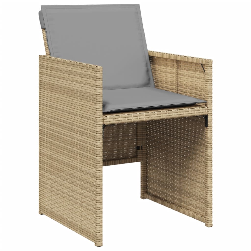 vidaXL Patio Chairs with Cushions 4 pcs Mix Beige Poly Rattan