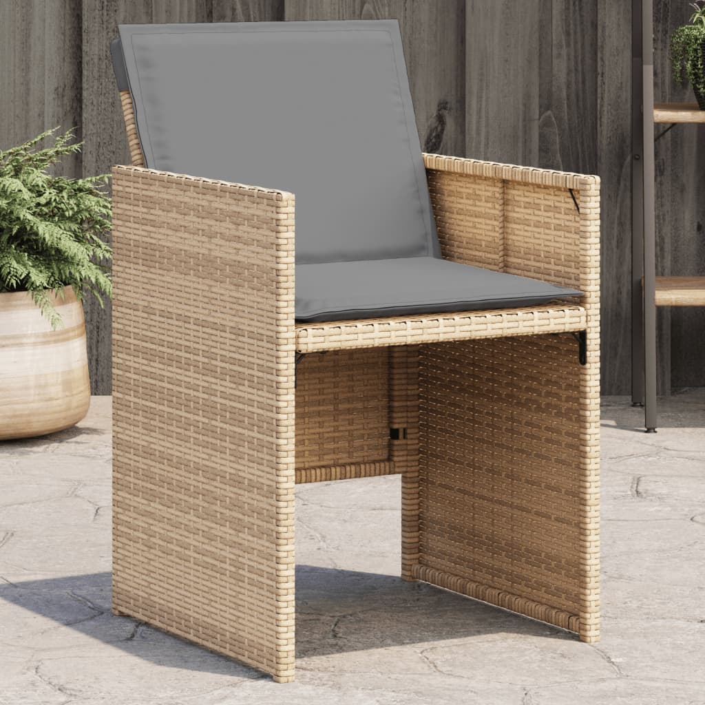 vidaXL Patio Chairs with Cushions 4 pcs Mix Beige Poly Rattan