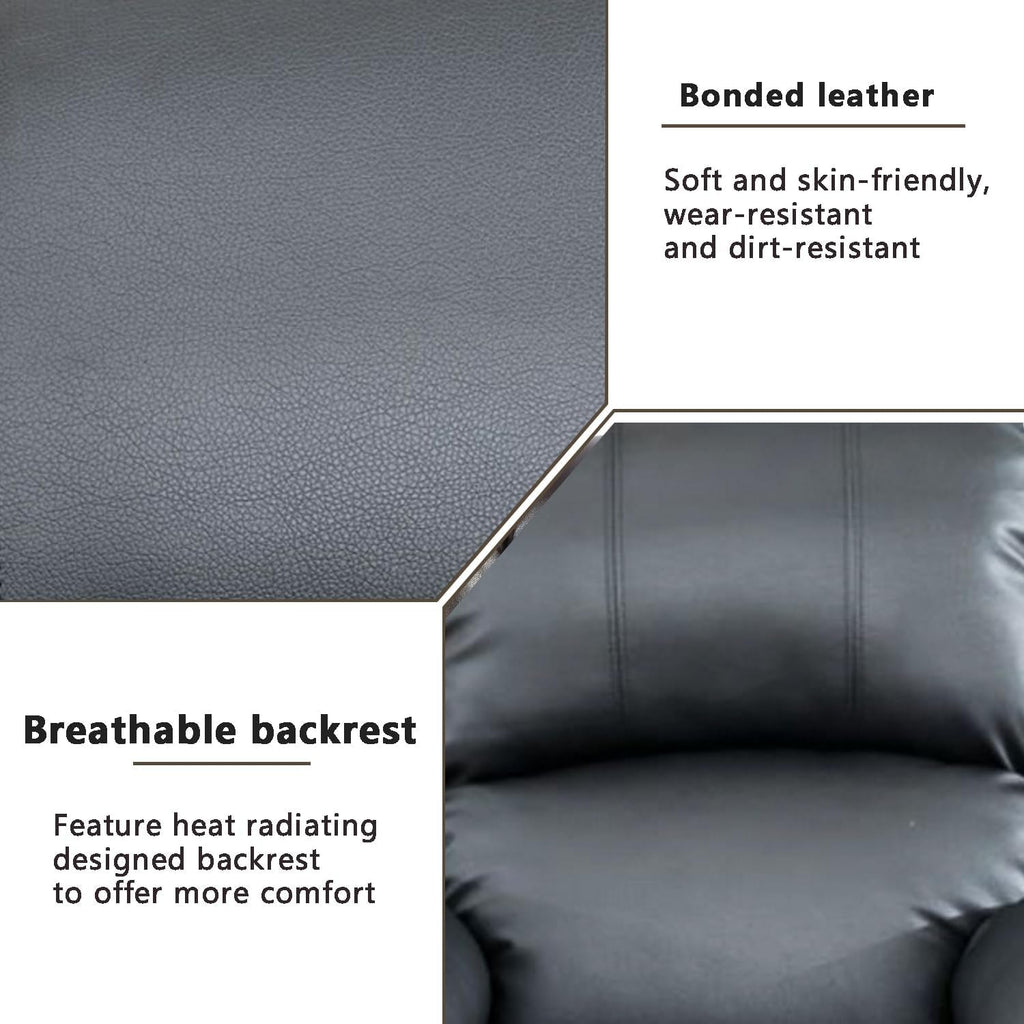 Leather Recliner Sofa Set Black For Living Room And Small Spaces