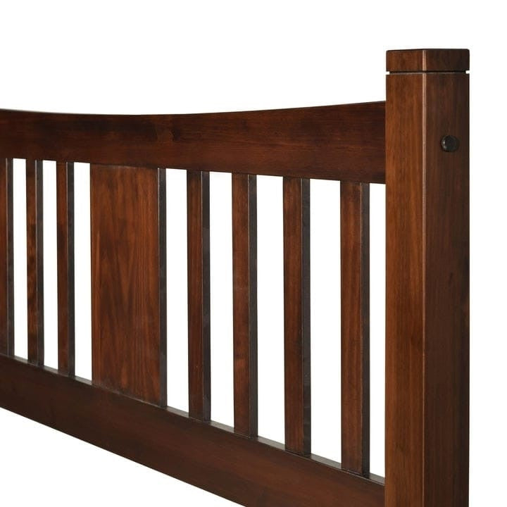 Queen size Solid Pine Wood Platform Bed Frame with Headboard in Cherry