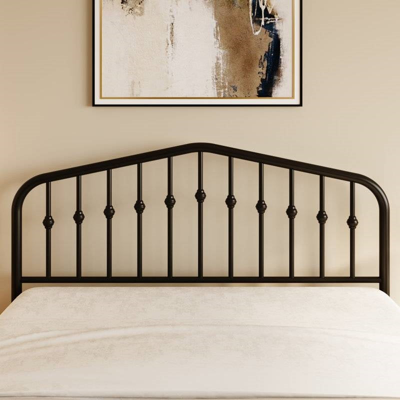 Queen Farmhouse Spindle Black Metal Platform Bed Frame with Headboard Footboard