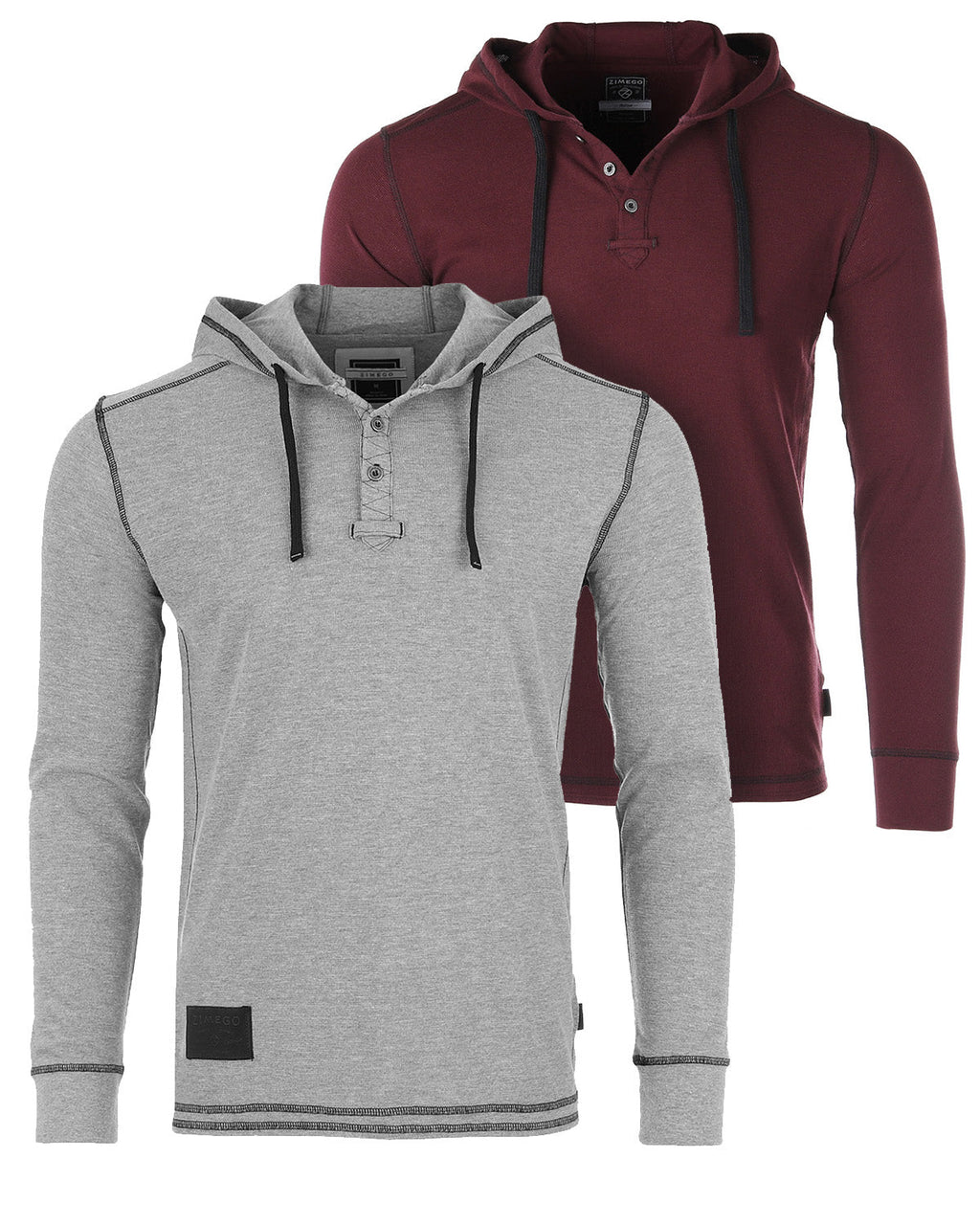 Vintage Thermal Long Sleeve Lightweight Fashion Hooded Henley