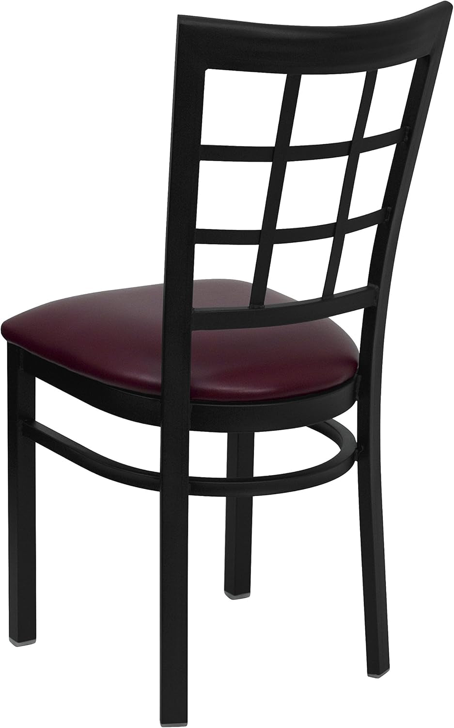 Hercules Window Back Metal Dining Chair Burgundy Vinyl Seat
