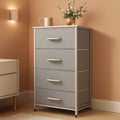 Light Grey Fabric 4 Drawer Dresser With Wood Top Storage