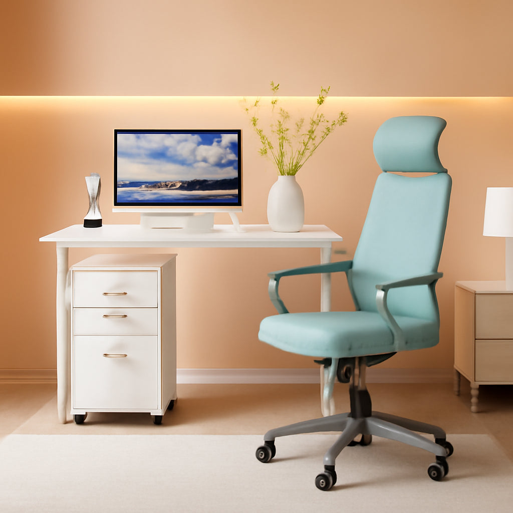 White Mobile File Cabinet 3 Drawer Lockable Office Storage