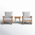 Teak Two Person Patio Conversation Set With Cushions