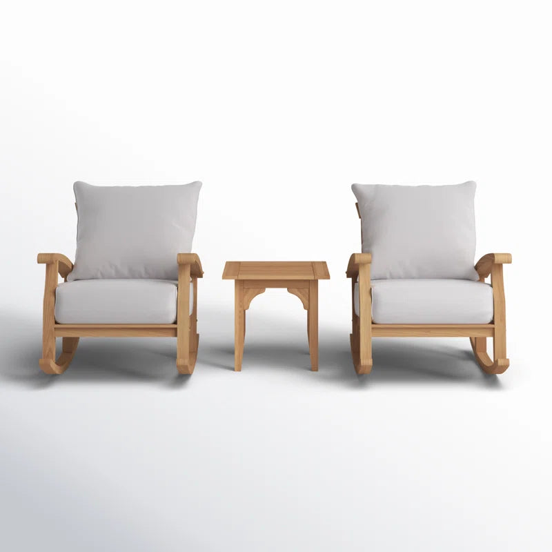 Teak Two Person Patio Conversation Set With Cushions