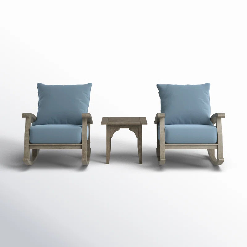 Teak Two Person Patio Conversation Set With Cushions