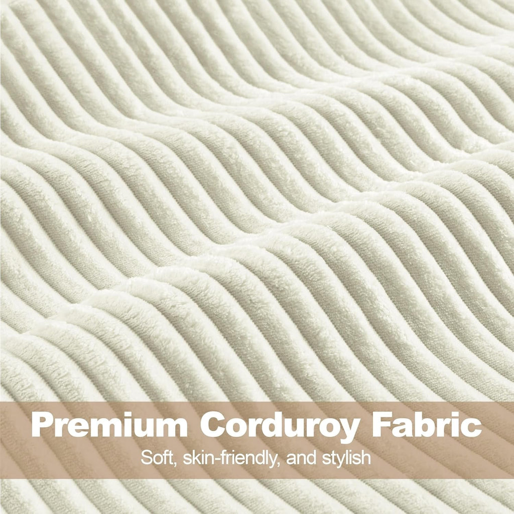 Beige Corduroy Barrel Chair With Pocket Coil Support