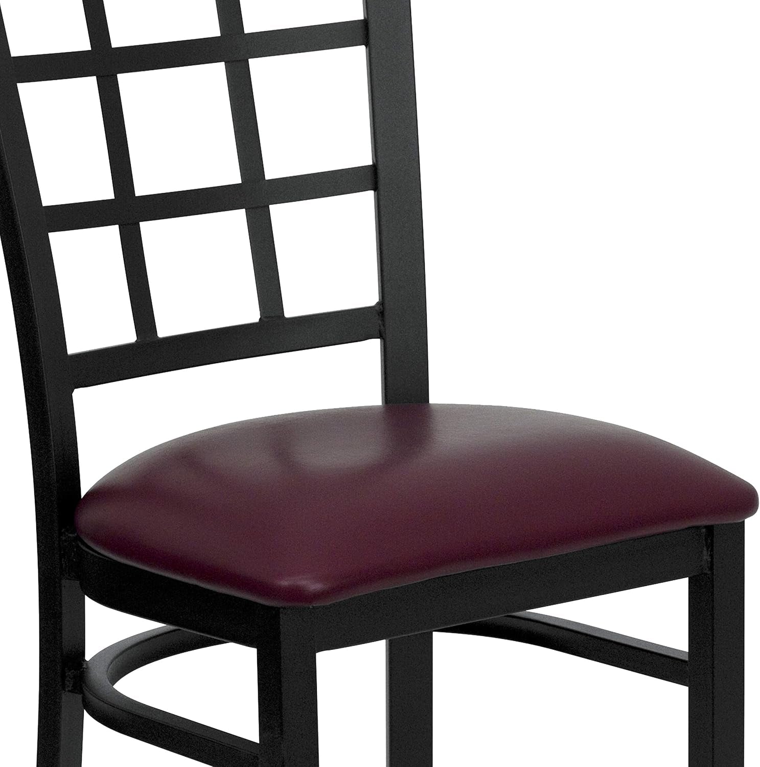Hercules Window Back Metal Dining Chair Burgundy Vinyl Seat